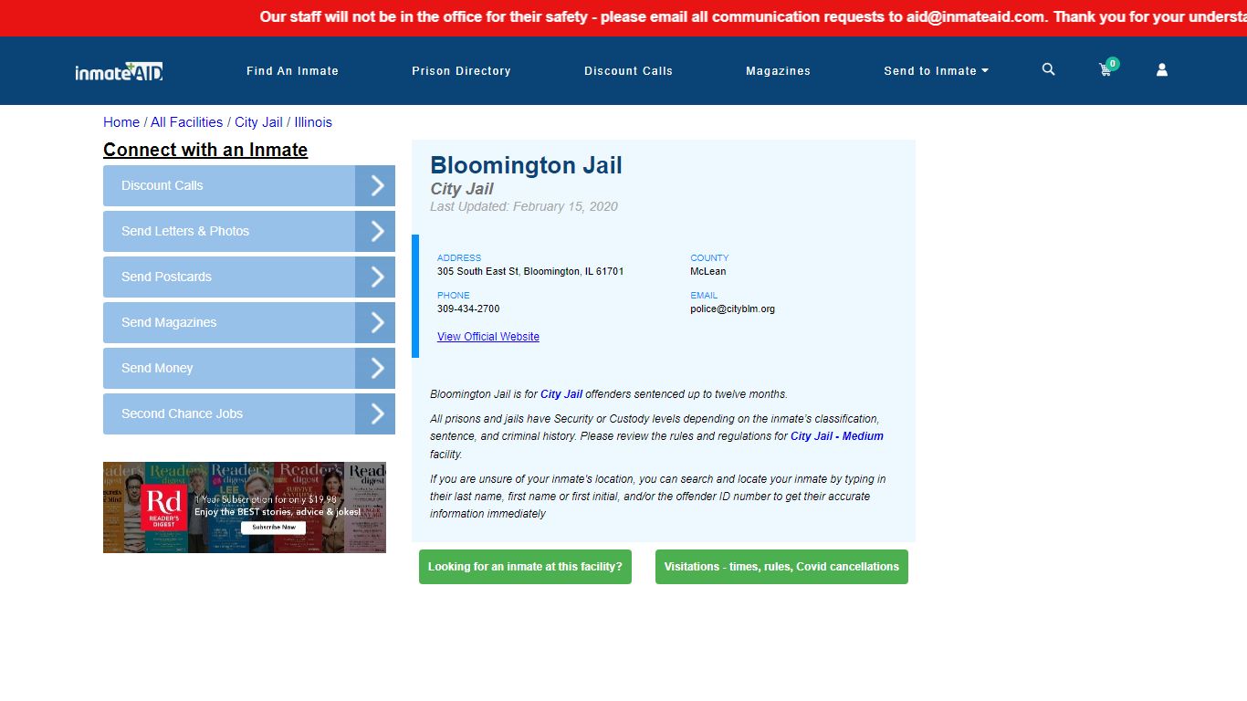 Bloomington Jail | Inmate Locator
