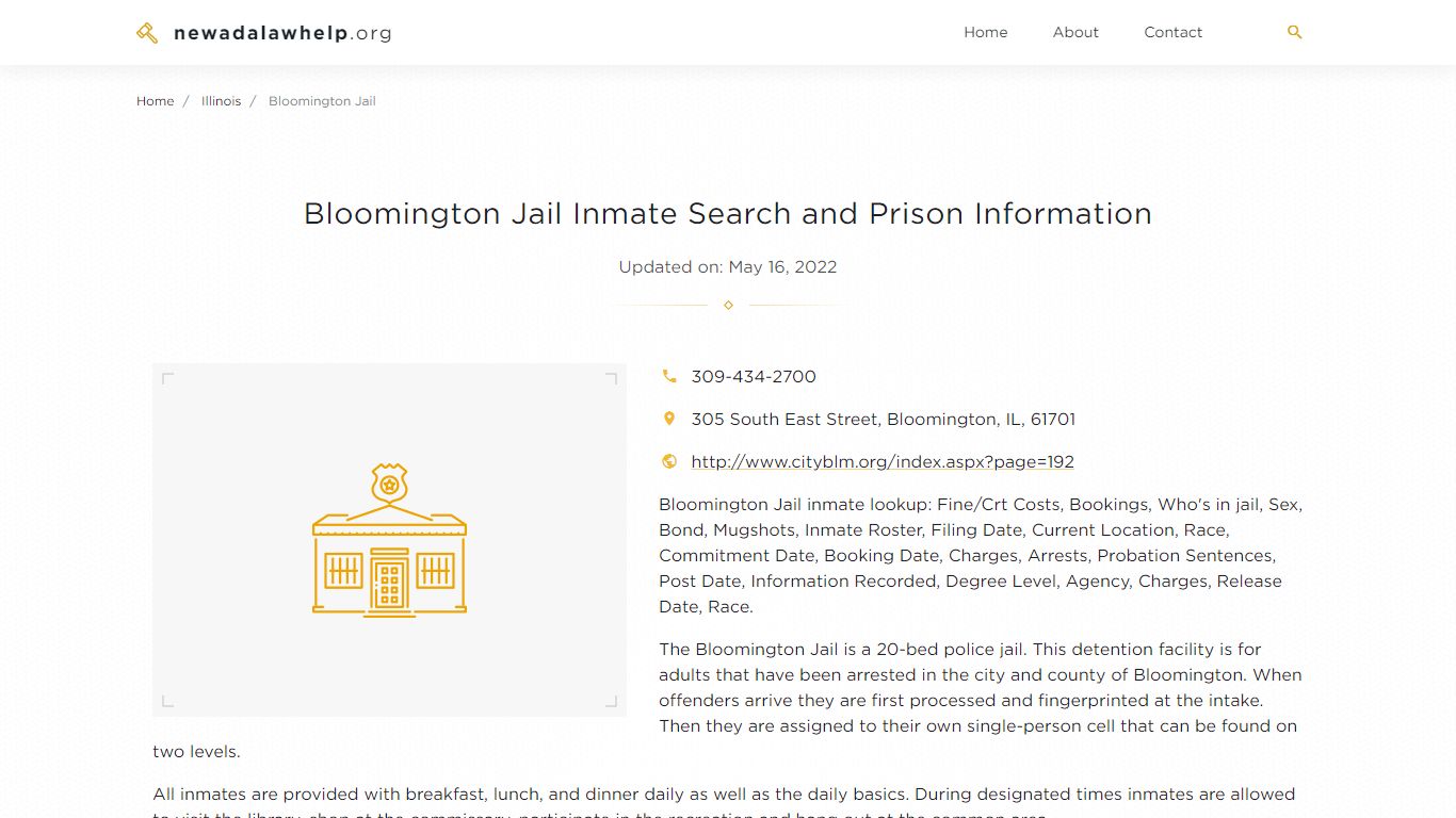 Bloomington Jail Inmate Search, Visitation, Phone no ...
